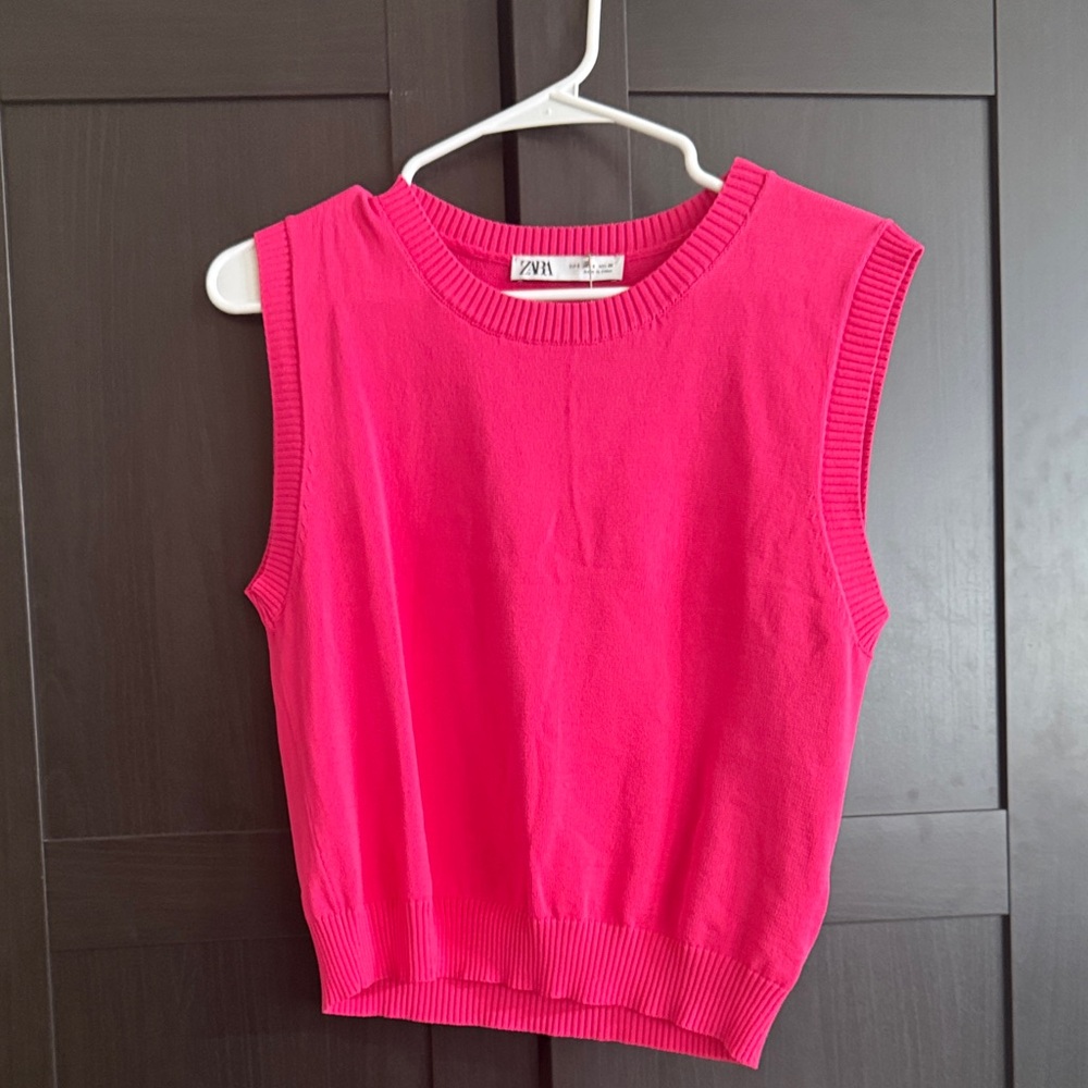 Zara Vibrant Pink Ribbed Tank